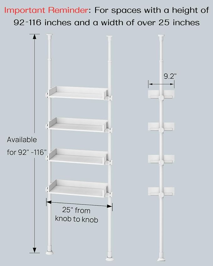 ALLZONE 4 Tier Over The Toilet Storage, Adjustable Wood Over Toilet Bathroom - Image 2