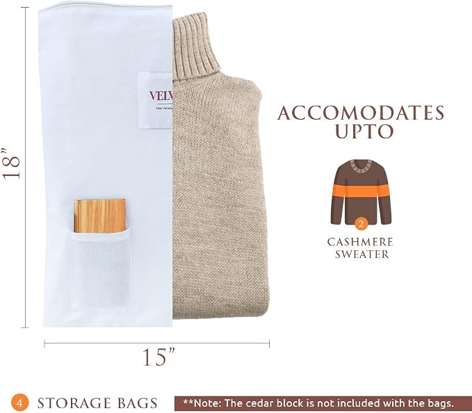 Cashmere Sweater Storage Bags | Pack of 4 |Breathable & Washable Sweater - Image 2