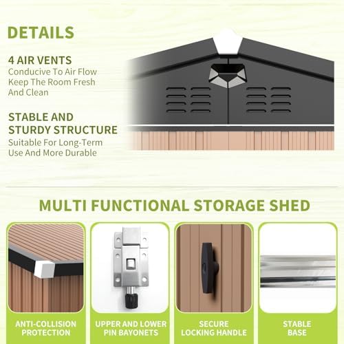 Metal Storage Shed, 8x6 Outdoor Storage Building,Large Backyard Garden Shed with Locking Door,Waterproof Outside Storage Shed with Lockable Doors