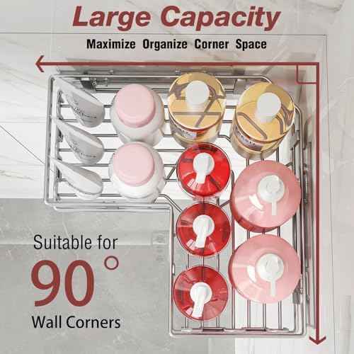 Youvip 4-Pack Adhesive Corner Shower Caddy with Soap Holder, No Drilling Wall Mounted Shower Shelves-Rustproof, Organizer for Bathroom, Kitchen & Home Decor. Silver