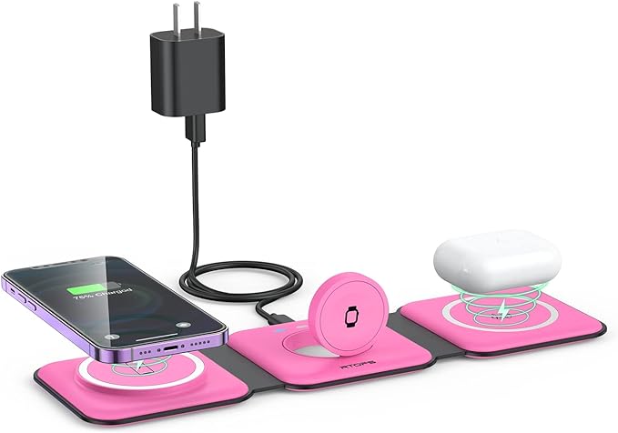 Wireless Charger 3 in 1, RTOPS Magnetic Travel Wireless Charging Station by RTOPS