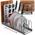 Better Things Home 7.5” Wide 12-Slot Adjustable Large Pan and Pot Lid Organizer with Scratch-Free Pads, Expandable Pot Lid Holder Rack for Cabinet, Pots and Pans Organizer Inside Cabinet