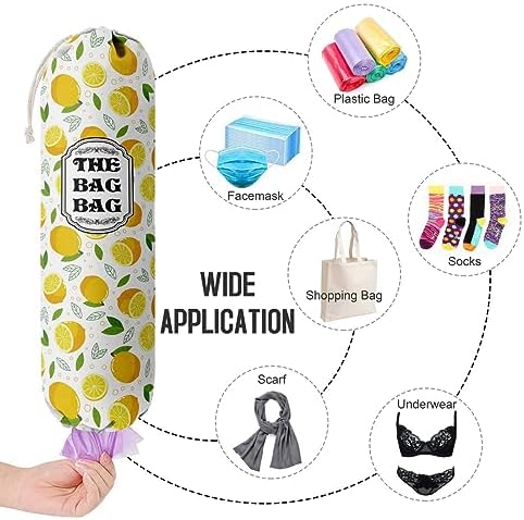 The Bag Grocery Holder, Lemon Organizer for Shopping Bags, Wall Mount Plastic Storage Container Dispenser, Kitchen Gifts for Women Family Friends Grandma Mom (C-2)