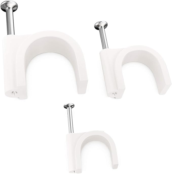 Pro-Grade, Cable Clips with Steel Nails 5mm, 9mm Wire Holders and Tacks 100 Per by Unknown