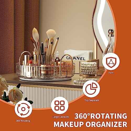 YCIA&DONE Rotating Makeup Organizer for Vanity, Large Capacity Make Up