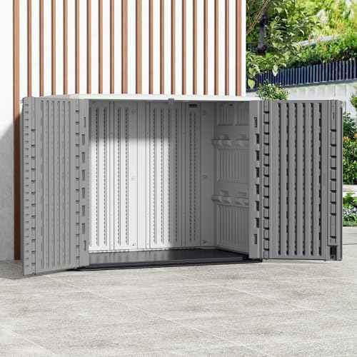 Mrosaa Outdoor Storage Shed Waterproof, Horizontal Outdoor Storage