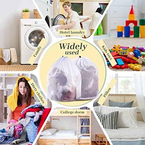 48 Pcs 24 * 32 Inches Fine Mesh Laundry Bag with Drawstring Large