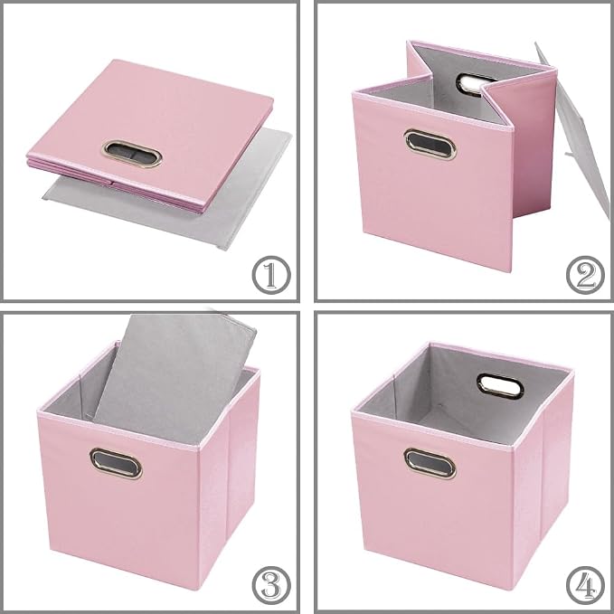 PRANDOM Leather Foldable Cube Storage Bins 13x13 inch Fabric Storage Baskets - Image 6