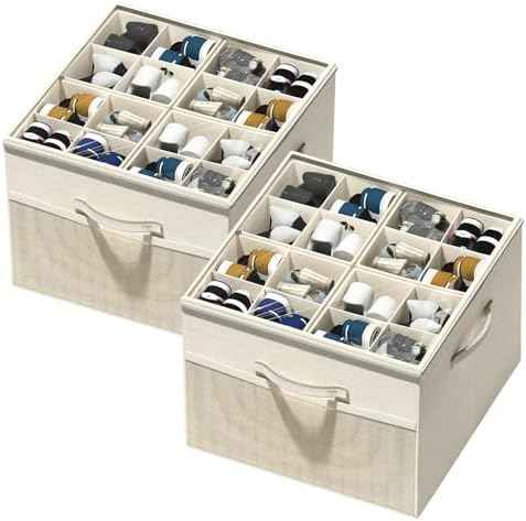 Shoe Organizer for Closet, Foldable Shoe Storage with Adjustable Dividers