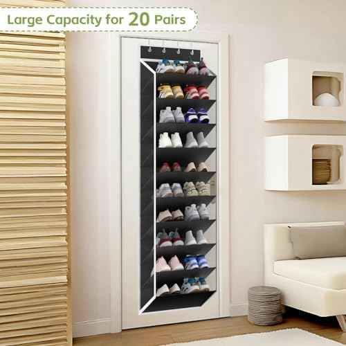 KEEPJOY 10 Tiers Mesh Over Door Shoe Organizer Storage, Hanging Shoe
