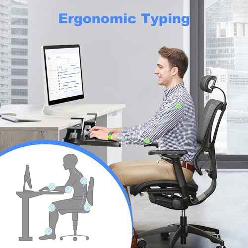 XINLEI Keyboard Tray Under Desk Large C-Clamp 25.6” (30” Including Clamps) x 11.8” Slide-Out Platform Computer Drawer Pull Out Keyboard & Mouse Tray Black DSF4