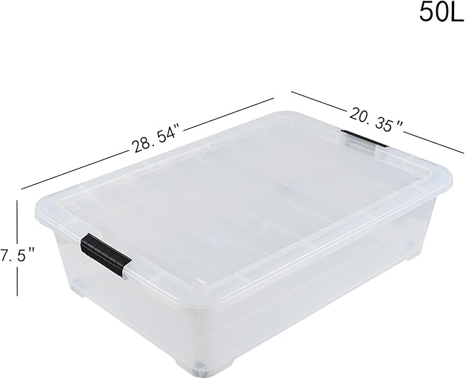 3 Packs 50 Quart Plastic Under Bed Storage Container Bins - Image 3