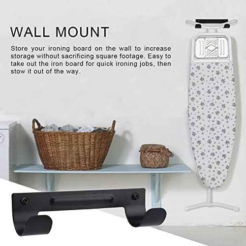 Ironing Board Hanger, Wall Mount Ironing Board Holder Organizer Wall Rack with Screws for Laundry Rooms Storage Rack Hanging Y-Leg or T-Leg Ironing Boards Towels(Black)