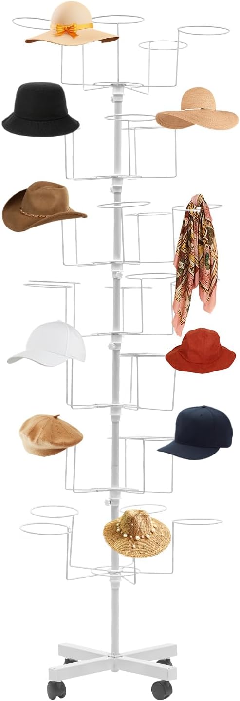 7-Tier Rotating Iron Hat Rack by Unknown