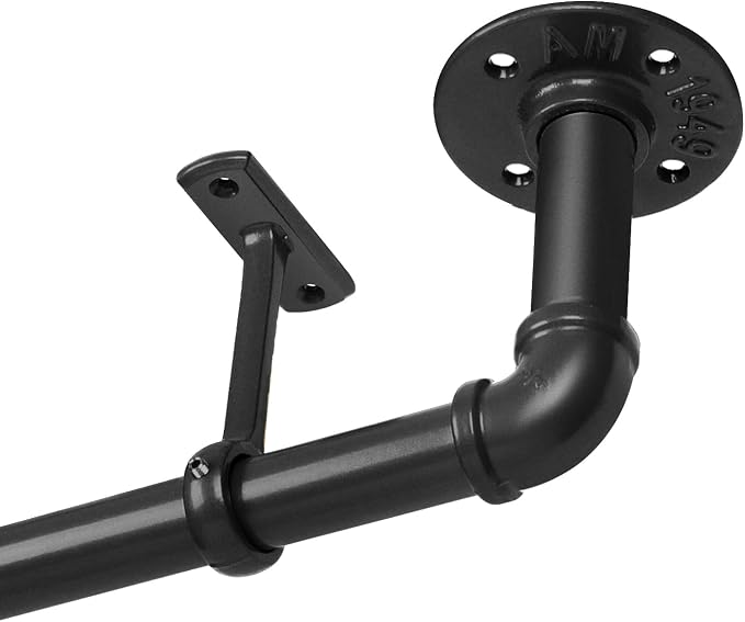1-inch Black Curtain Rod, 32-72 inch, Industrial Duct Rod, Indoor/Outdoor - Image 2