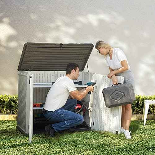 Horizontal Outdoor Garden Storage Shed for Backyards and Patios