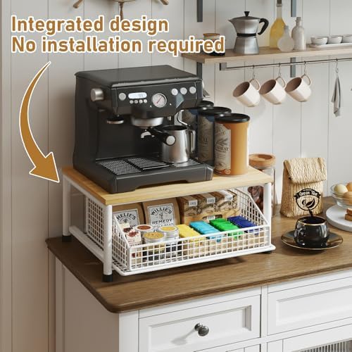 Coffee Pod Drawer, Counter Coffee Bar Organizer for Home Kitchen,White
