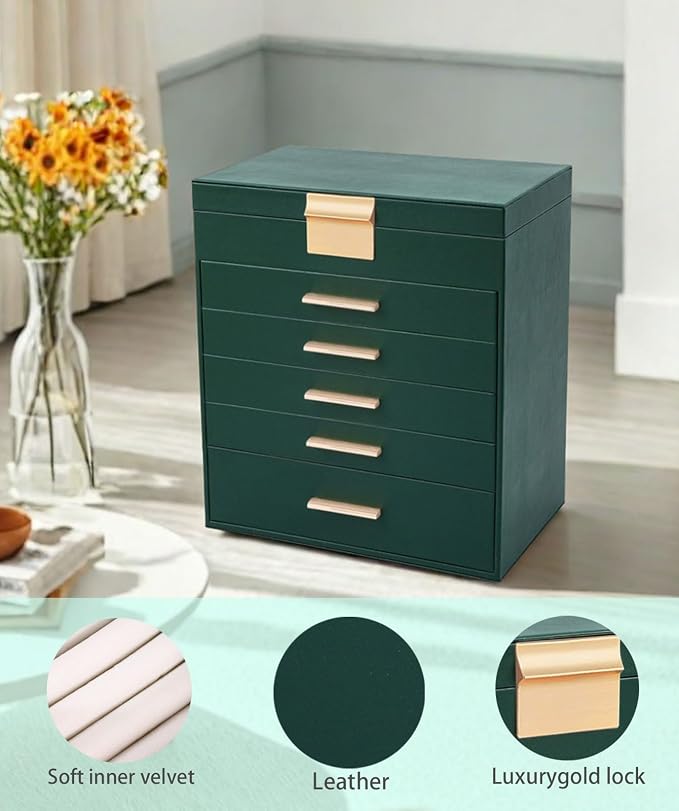 BOOVO Jewelry Box with Necklace Hanger – 6 layer Jewelry Organizer - Image 2