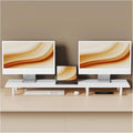 Large Dual Monitor Stand Riser 43.3IN，White Home Office Storage by WEGASTU
