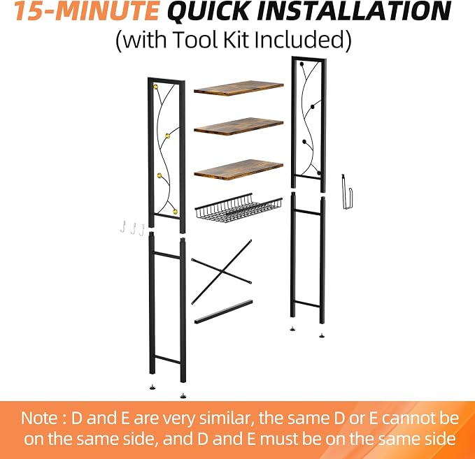 Over-The-Toilet Storage Rack, 4-Tier Bathroom Organizer Shelf Over Toilet - Image 9