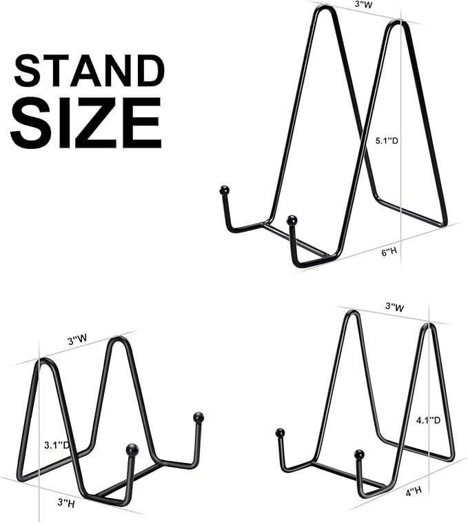 Kruodop 12 Pack Plate Stands for Display, 6 Inch 4 Inch 3 Inch Plate Holder - Image 2