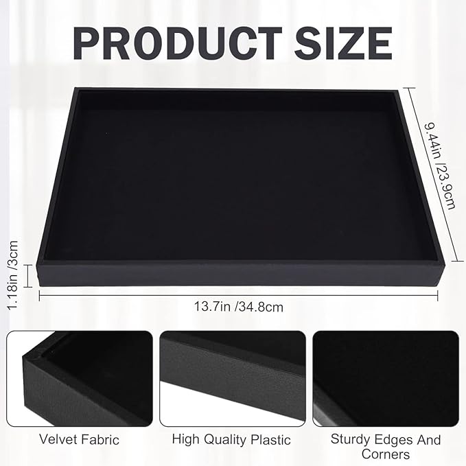 Velvet Jewelry Tray for Drawers Black Jewelrys Display Tray Stackable Jewelry - Image 5