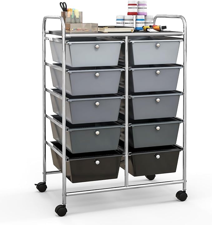 Giantex 10 Drawers Rolling Cart, Classroom Organizers, Storage Cart by Giantex