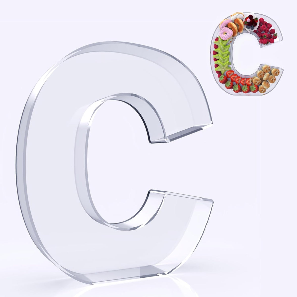 11" Acrylic Letter Charcuterie Box, Reusable Fillable Alphabet Number