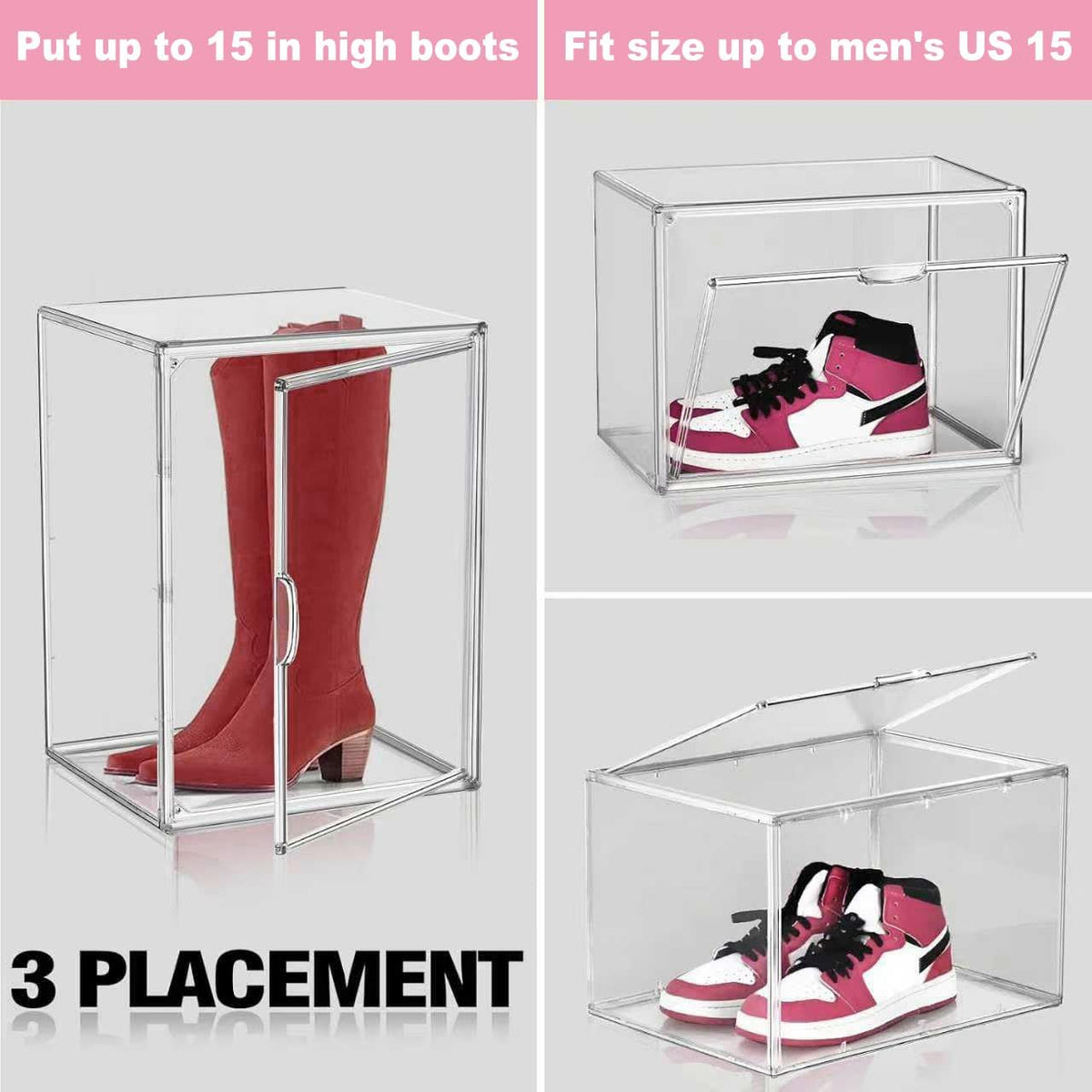 1 Pack Clear Tall Boot Storage Box, Organizer for Ankle Boots and