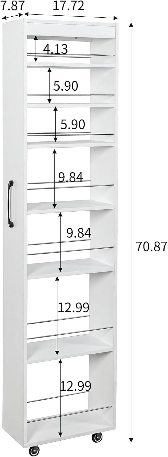 Slim Rolling Storage Cart with Wheels, 7 Tier Mobile Shelving Unit Organizer - Image 2