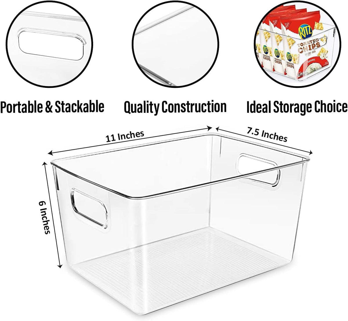 Clear Plastic Storage Bins, Pantry Organizers and Storage or Kitchen