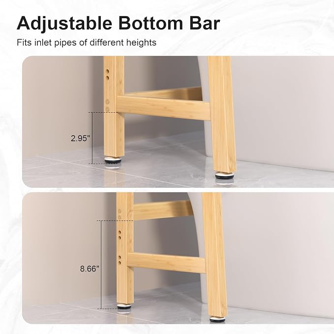 VASMIA Over The Toilet Storage, Bamboo 3-Tier Bathroom Organizer Over Toilet - Image 6