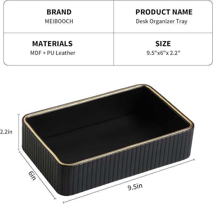 Desk Organizer Tray, PU Leather Valet Tray Nightstand Organizer Cologne Perfume - Image 4
