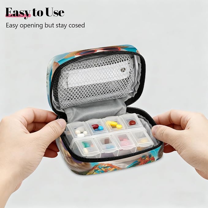 Cool Cats Summer Beach Pill Organizer Travel Medicine Case - Image 3