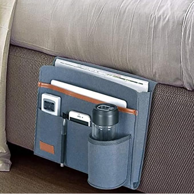 Bringsine Bedside Caddy, Felt Bed Storage Organizer Hanging Bag Holder - Image 6