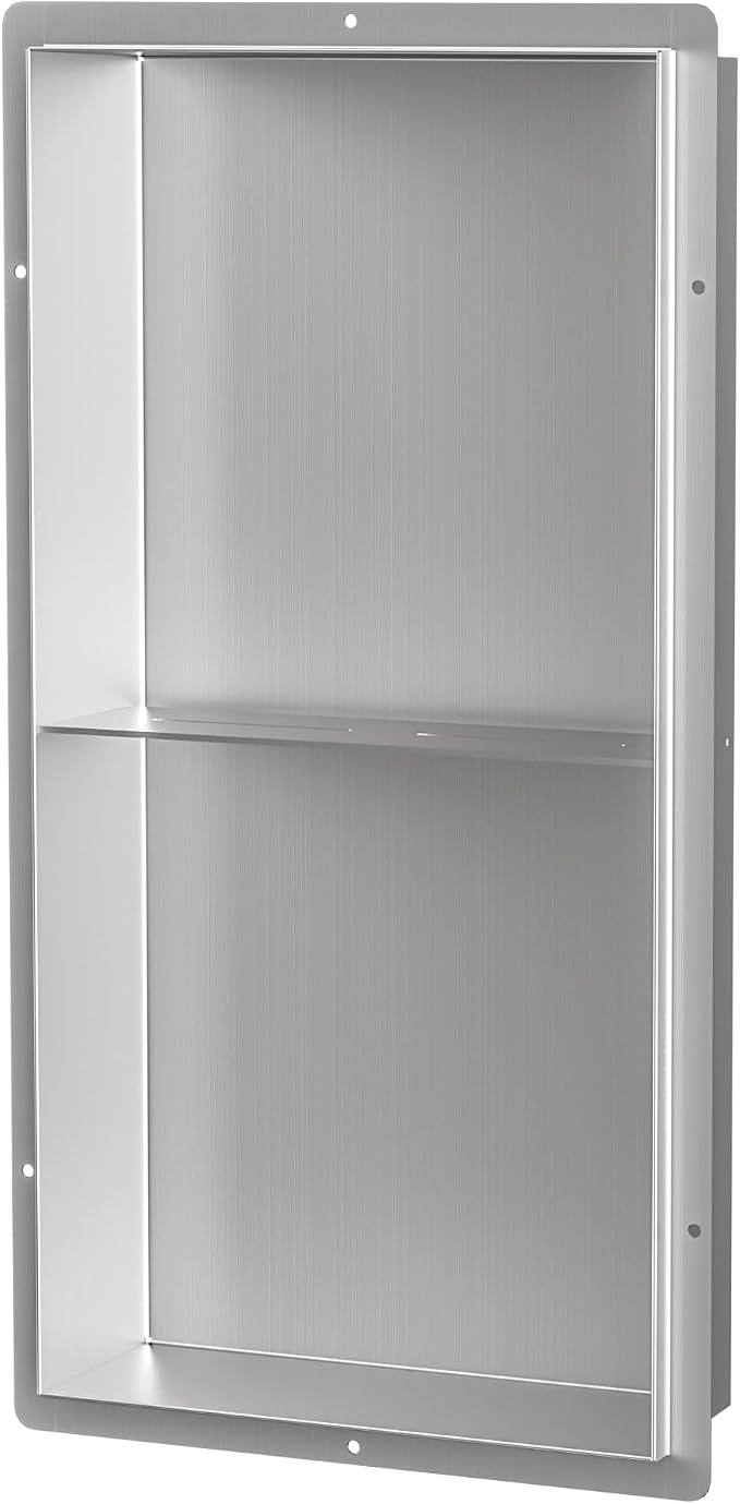 Bathroom Wall Niche, Stainless Steel Shower Niche 12" X 24", Rimless Recessed - Image 7