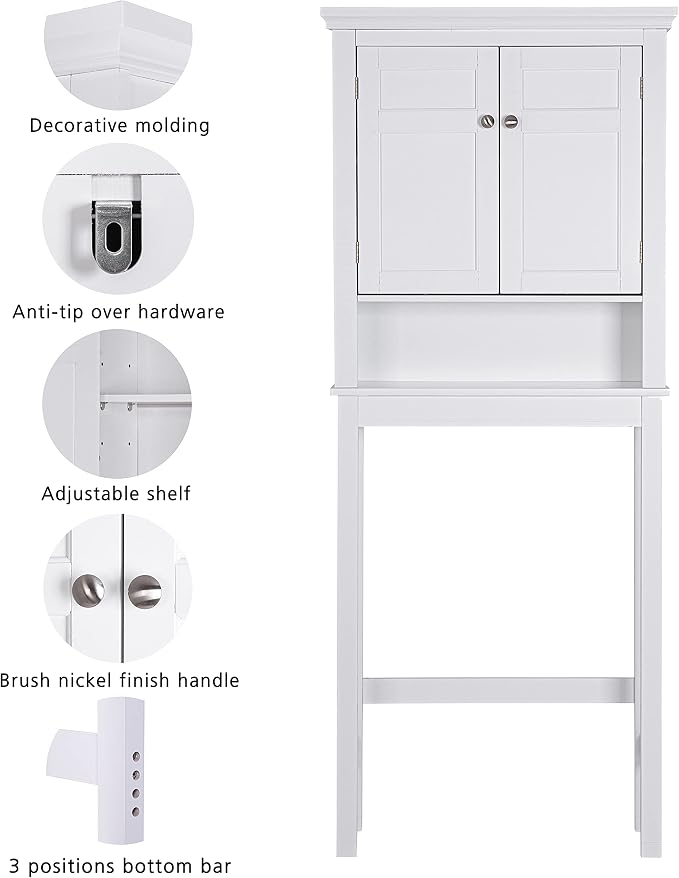 Spirich Over The Toilet Storage Cabinet, Bathroom Shelf Over The Toilet - Image 3