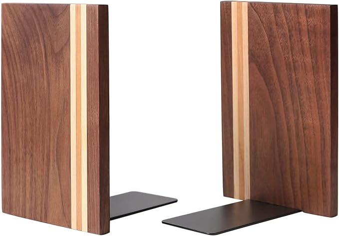 Muso Wood Artist Bookends, Decorative Bookshelf Book Ends Heavy Duty Bookends by Musowood