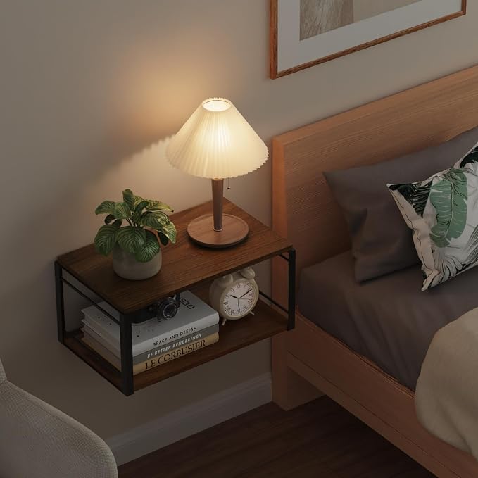 Floating Nightstand Set of 2, Wood Bedside Shelf Wall Mounted Nightstand - Image 8