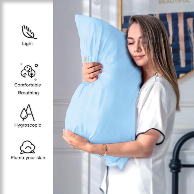 Silk Pillow Cases 2 Pack Soft Breathable and Sliky King Size Pillow Cases Set - Image 3