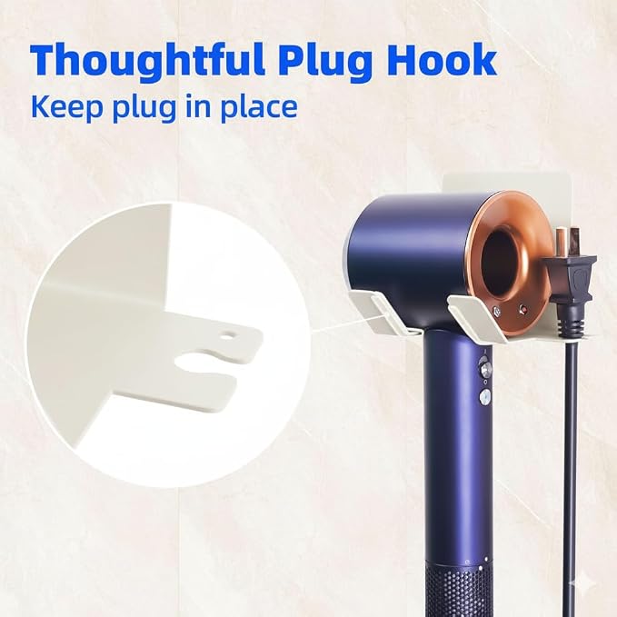 Hair Dryer Holder, Blow Dryer Holder Wall Mounted Hair Tool Organizer Self - Image 4