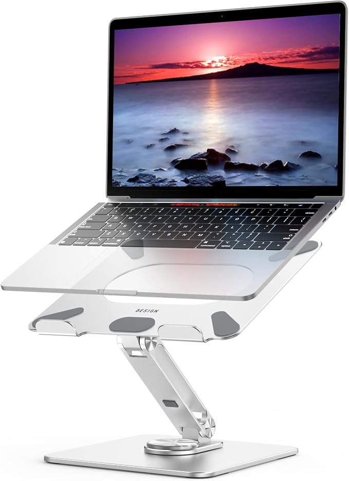 BESIGN LSX7 Laptop Stand with 360 Rotating Base, Ergonomic Adjustable Notebook - Image 2