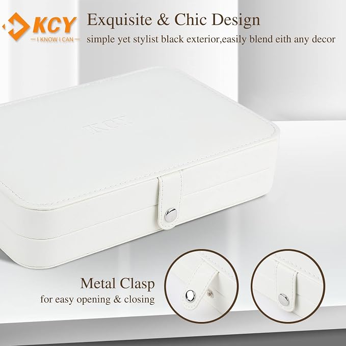 KCY Jewelry Box for Women Girls, Small Travel Jewelry Organizer Case, PU - Image 5