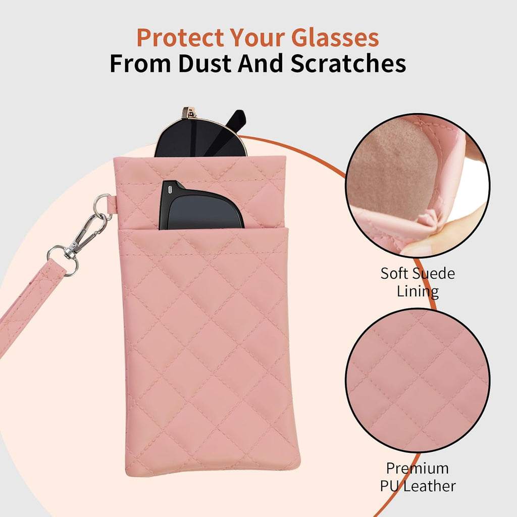 Double Eyeglass Case Soft Dual Glasses Case for Women Men Travel