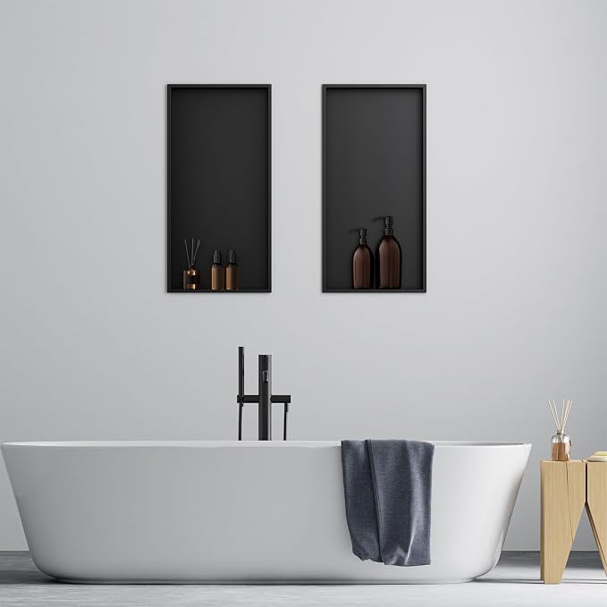 Achelous Stainless Steel Insert Shower Niche 24" X 12" NO Tile Needed, Bathroom - Image 5