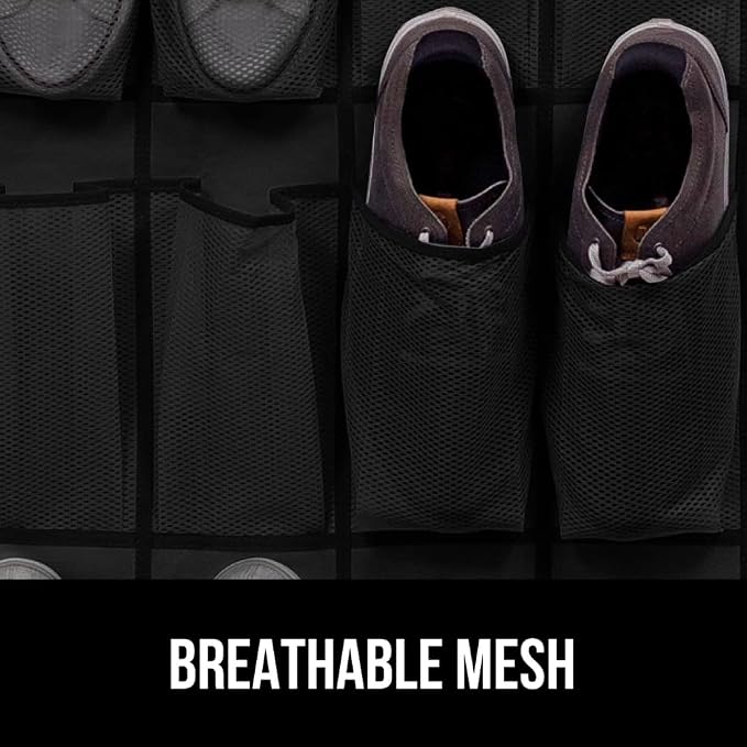 GORILLA GRIP Over the Door Shoe Organizer, 24 Extra Large Breathable Mesh - Image 5