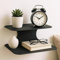 Simple Metal Floating Nightstands Set of 2, Wall Mounted Black Bedside Shelf by Unknown