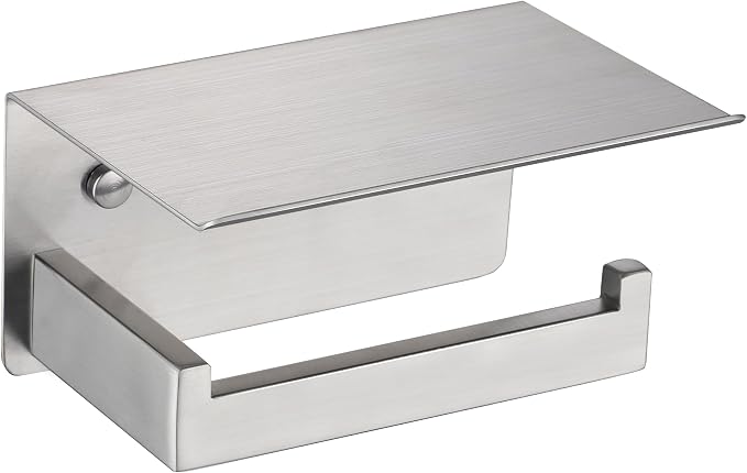 LANC Toilet Paper Holder with Shelf Brushed Nickel Toilet Tissue Roll Holder by LANC