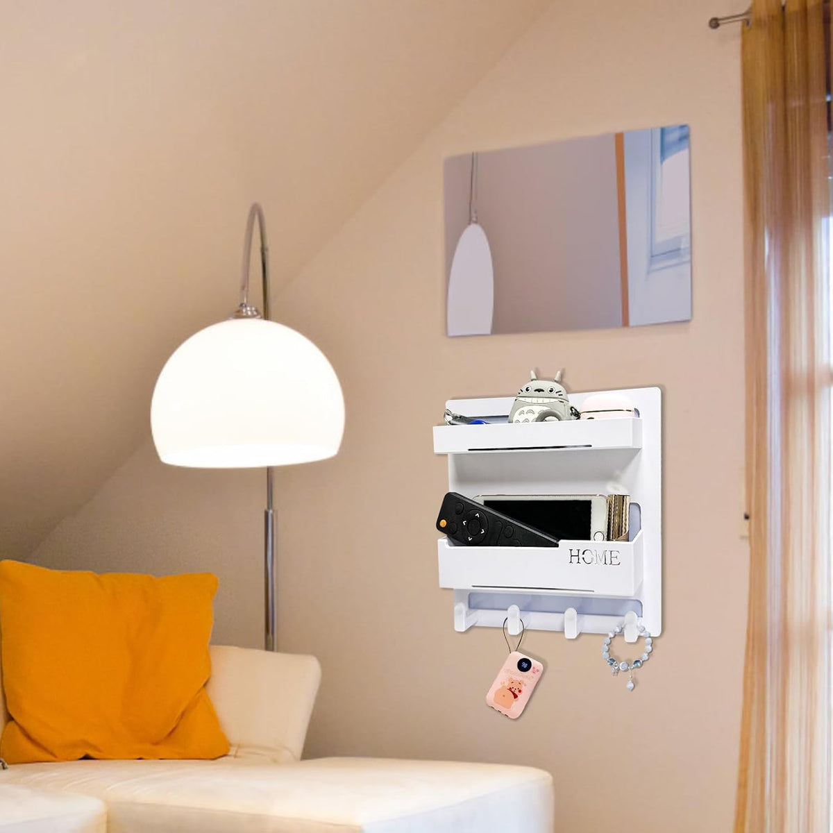 CHENYAOAI Bedside Shelf Accessories Organizer, Wall Mount Self Stick