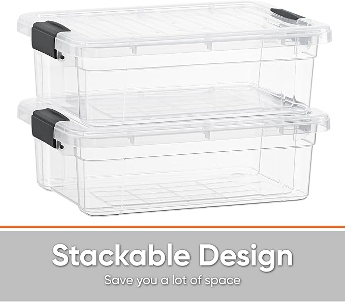 Superio Clear Storage Box with Lid, 4.5 Quart Plastic Container Bins - Image 4